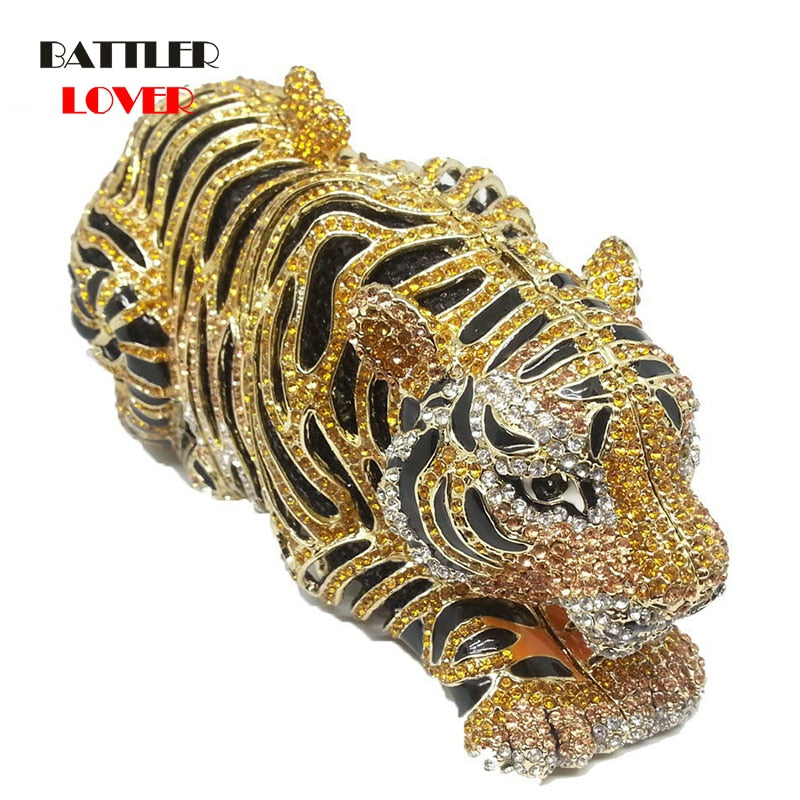 Luxury Bags for Women Elegant Gold Tiger Clutch Minaudiere Evening Bags Diamond Wedding Handbag Bridal Purse Party Dinner Bag