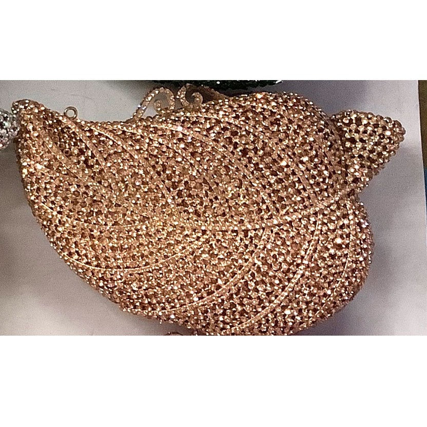 Leaf Diamond Dinner Bag – Hollow Metal Hard Box Clutch