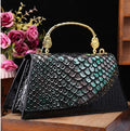 Snake Print Leather Trapezoid Bag – Crossbody Shoulder Bag