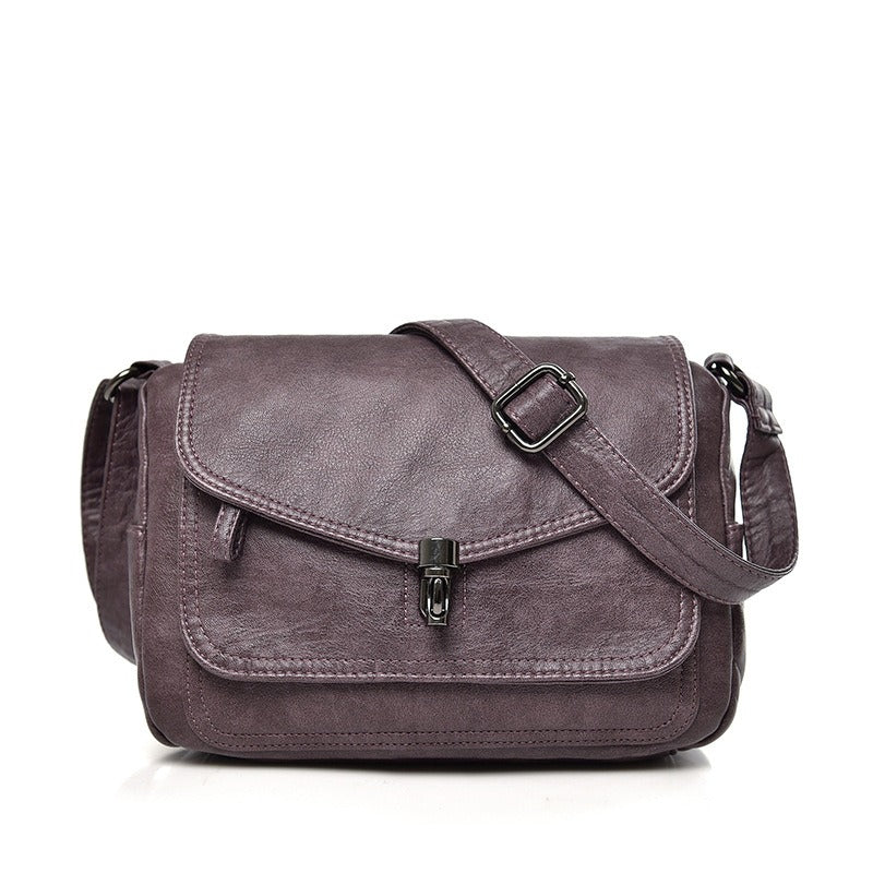 Soft Leather Retro Crossbody Bag – Women's Casual Purse