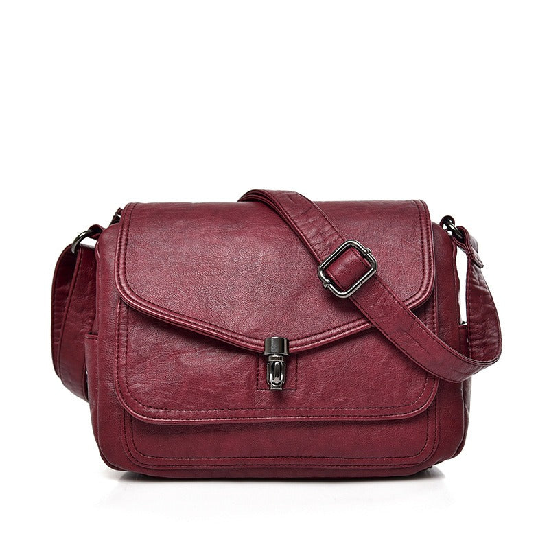 Soft Leather Retro Crossbody Bag – Women's Casual Purse