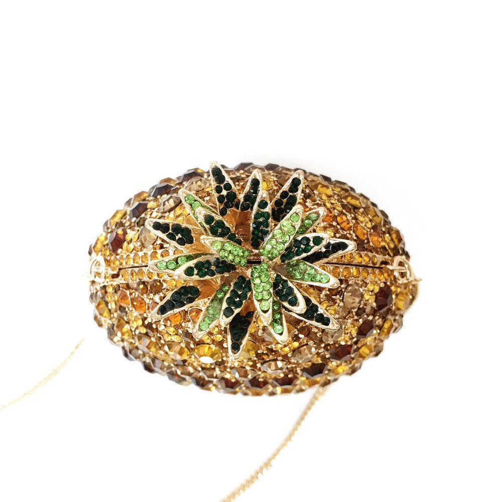 Pineapple Crystal Banquet Bag – Diamond Inlay Evening Clutch