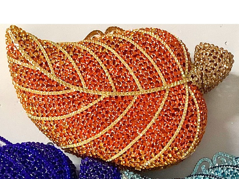 Leaf Diamond Dinner Bag – Hollow Metal Hard Box Clutch