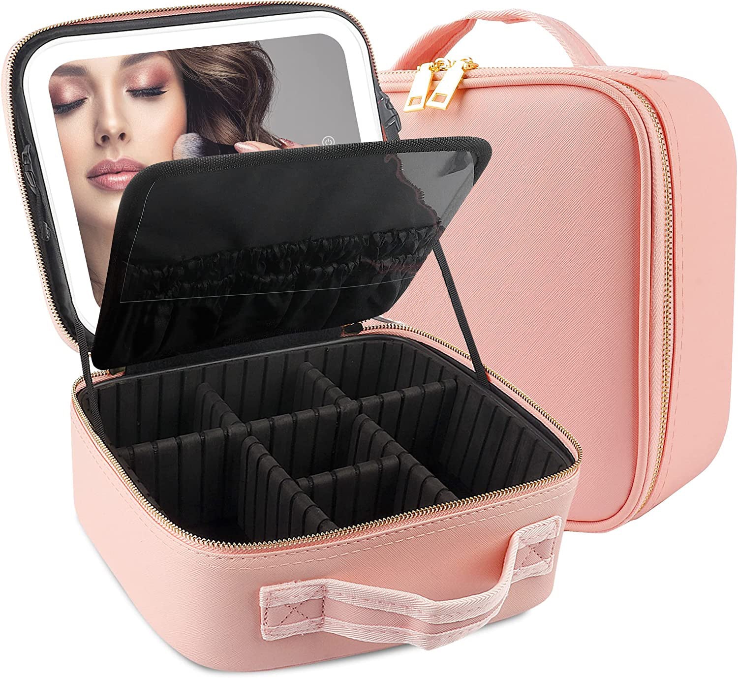 LED Mirror Makeup Case – Waterproof Portable Cosmetic Bag
