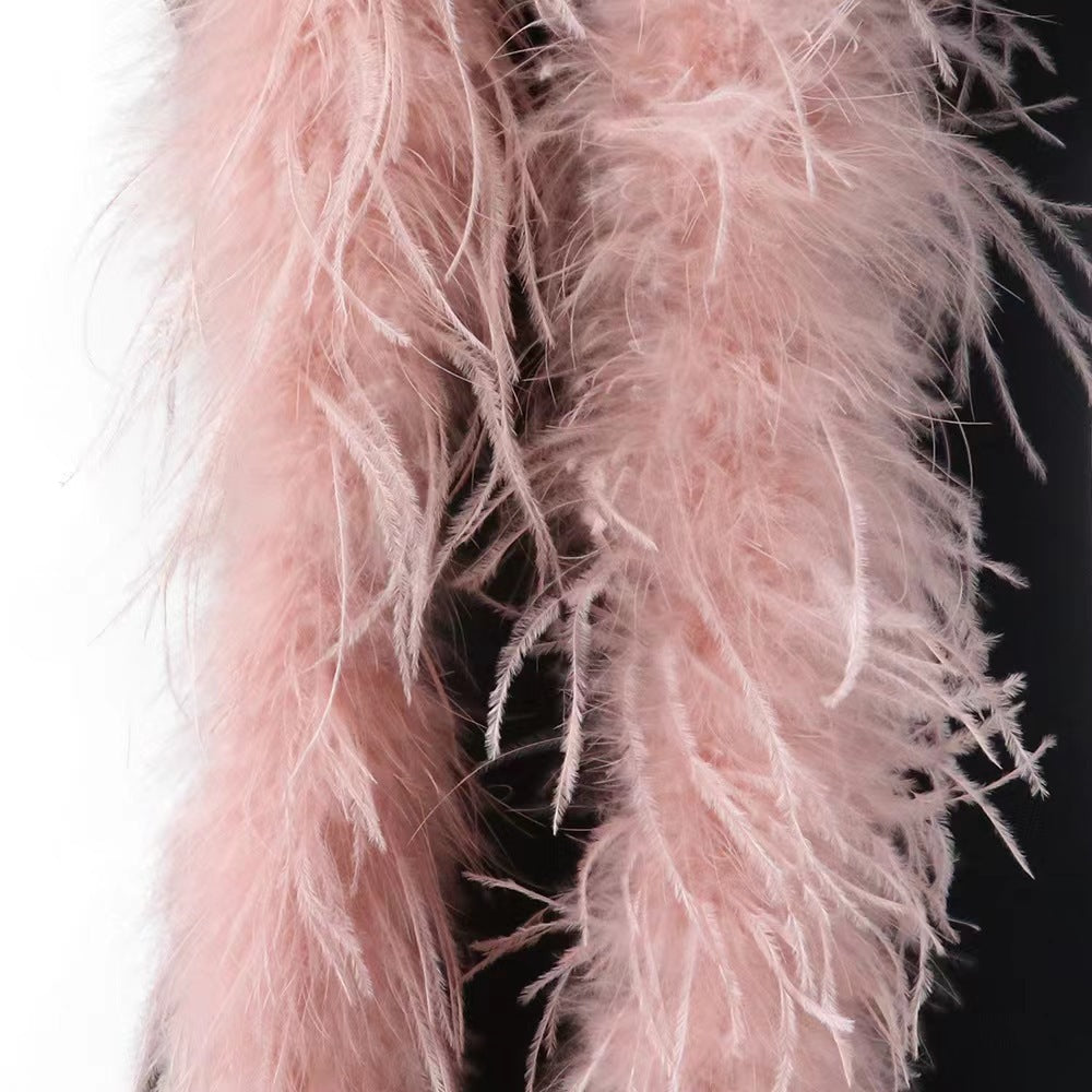 Customized Pearl Bead Bag with Ostrich Feather Fur Designer Brand Box Ladies Hand Bags Handmade Women Party Purses