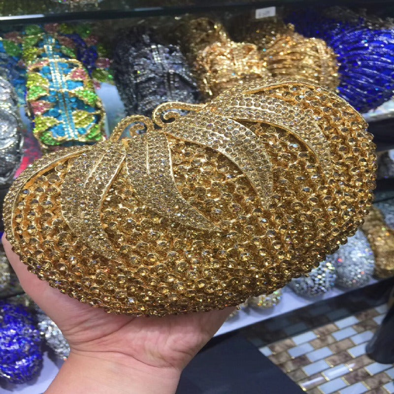 Novelty Tomato Diamond Bag – Metal Crystal Banquet Clutch