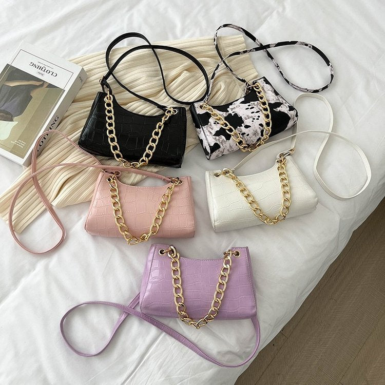 Girls Small Bags Women's Bags Spring New Trendy Small Fresh Messenger Western Style Fashion Casual Chain Armpit Bag
