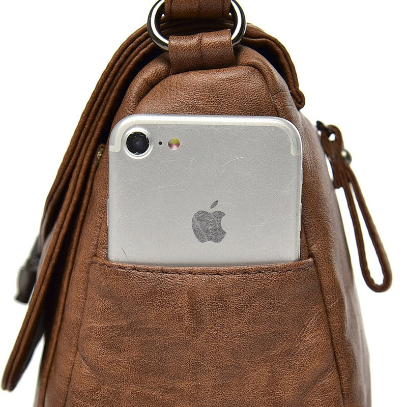 Soft Leather Retro Crossbody Bag – Women's Casual Purse