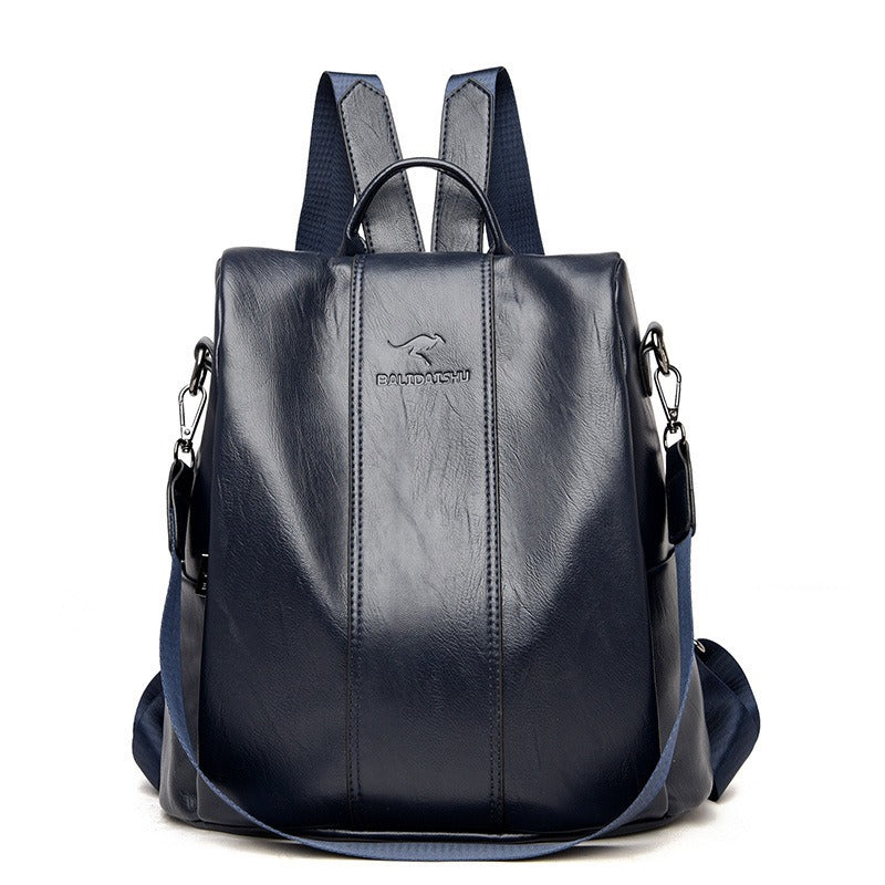 Soft Leather Women's Backpack – Minimalist Student Daypack