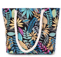 Leaf Print Cotton Shoulder Bag – Large Beach Shopping Bag