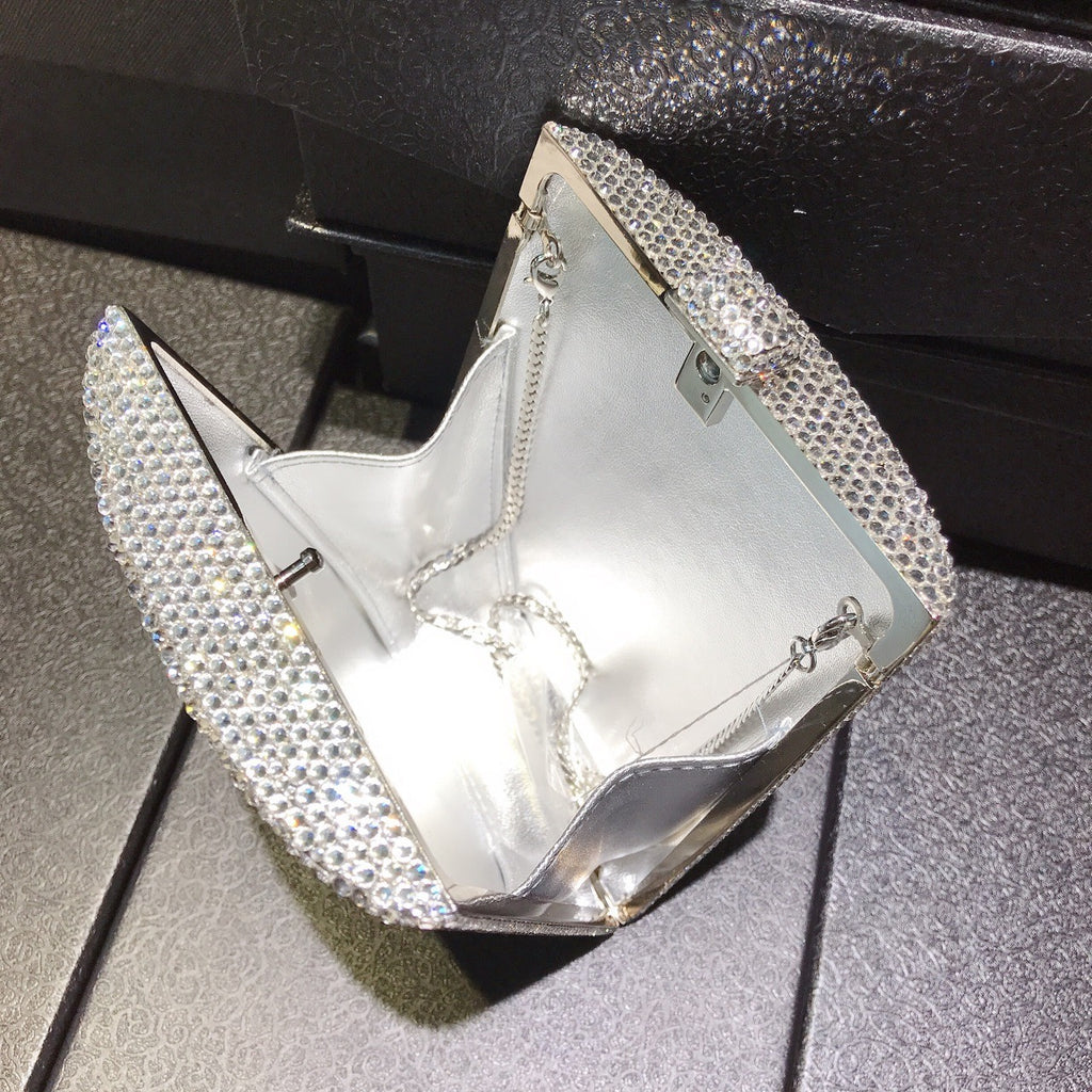 Letter Diamond Dinner Bag – Metal Box Full Crystal Clutch