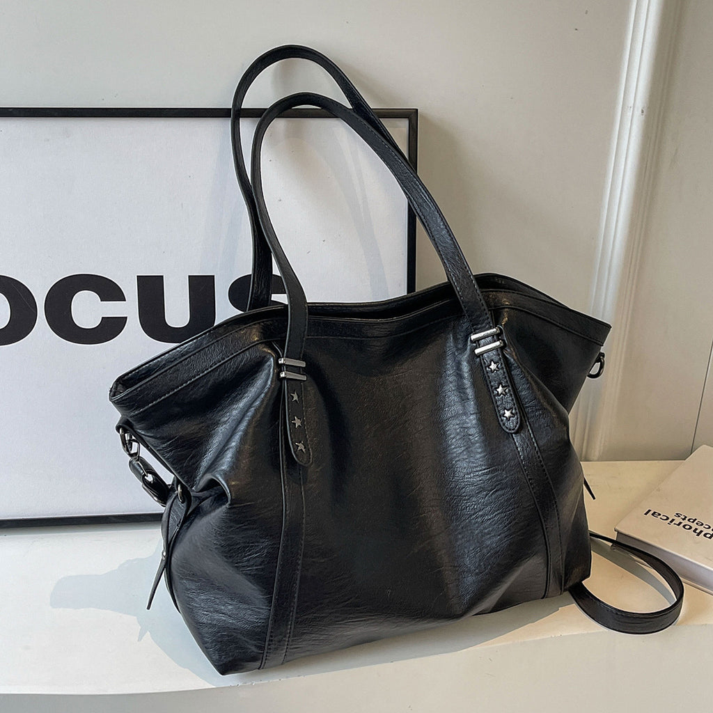 Single Shoulder Tote Bag, Large Capacity, Women's Soft Leather Vintage Commute Bag, Crossbody Bag for Women