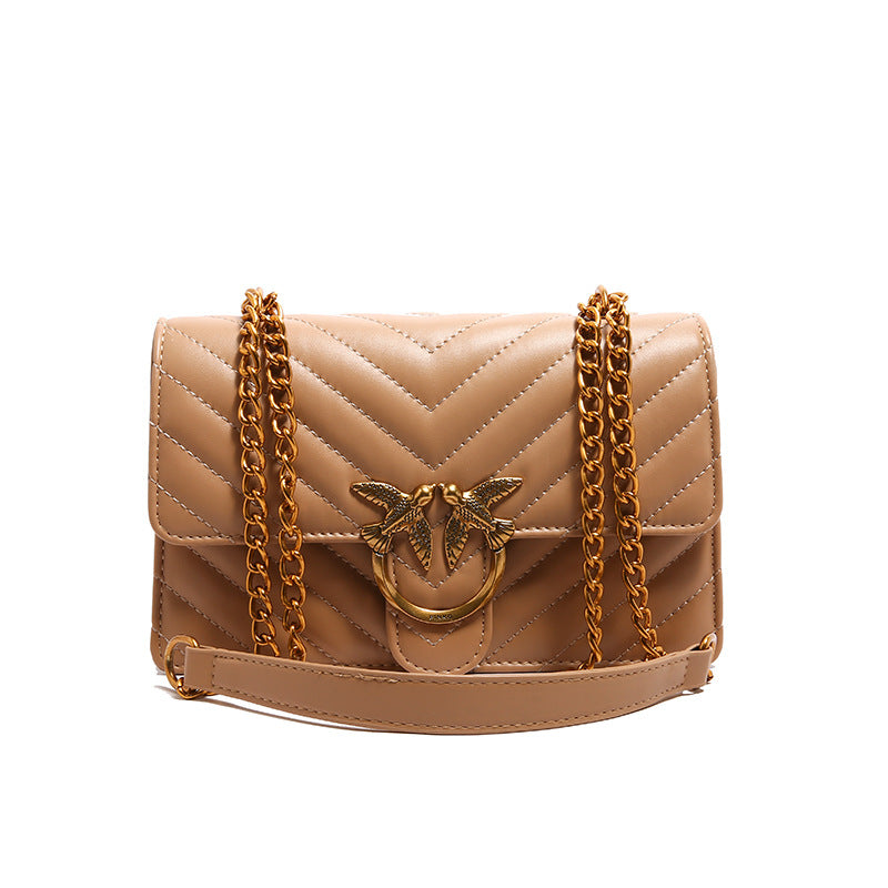 Ladies' Chain Bag Crossbody Bag Elegant Fashion Versatile Shoulder Bag Embroidered Small Square Bag