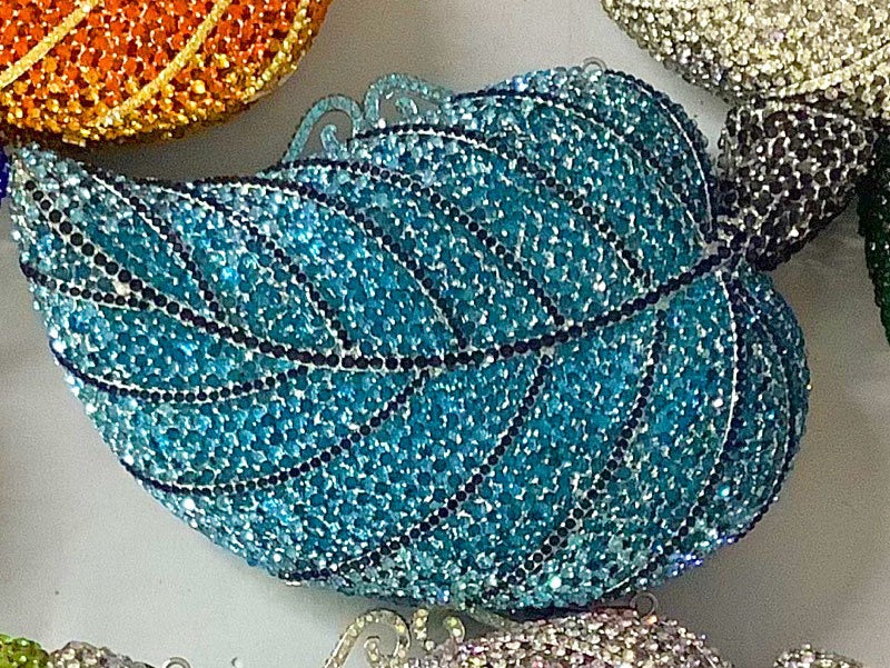 Leaf Diamond Dinner Bag – Hollow Metal Hard Box Clutch