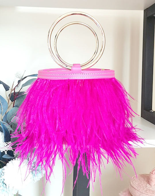 Ostrich Feather Chain Bag – Luxury Shoulder Ring Bag