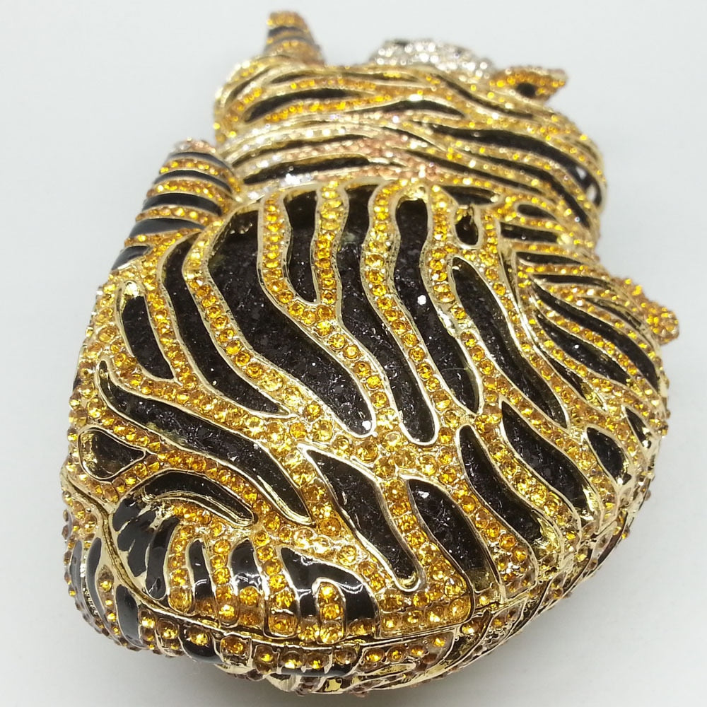 Luxury Bags for Women Elegant Gold Tiger Clutch Minaudiere Evening Bags Diamond Wedding Handbag Bridal Purse Party Dinner Bag