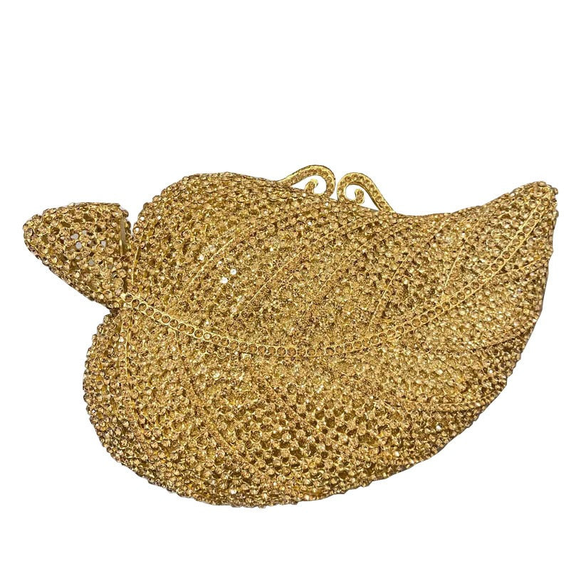 Leaf Diamond Dinner Bag – Hollow Metal Hard Box Clutch