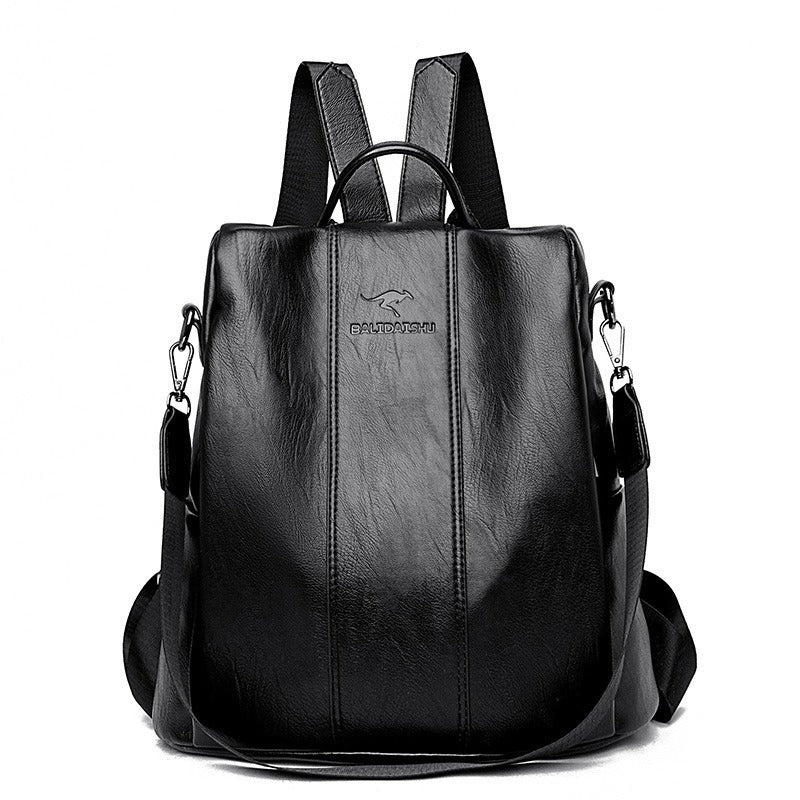 Soft Leather Women's Backpack – Minimalist Student Daypack