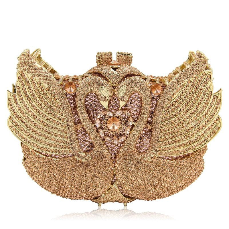 Swan Diamond Evening Bag – Full Crystal Banquet Dress Clutch