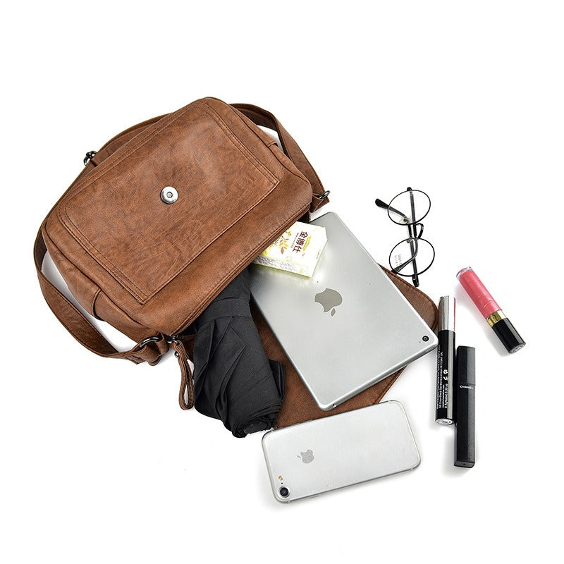 Soft Leather Retro Crossbody Bag – Women's Casual Purse